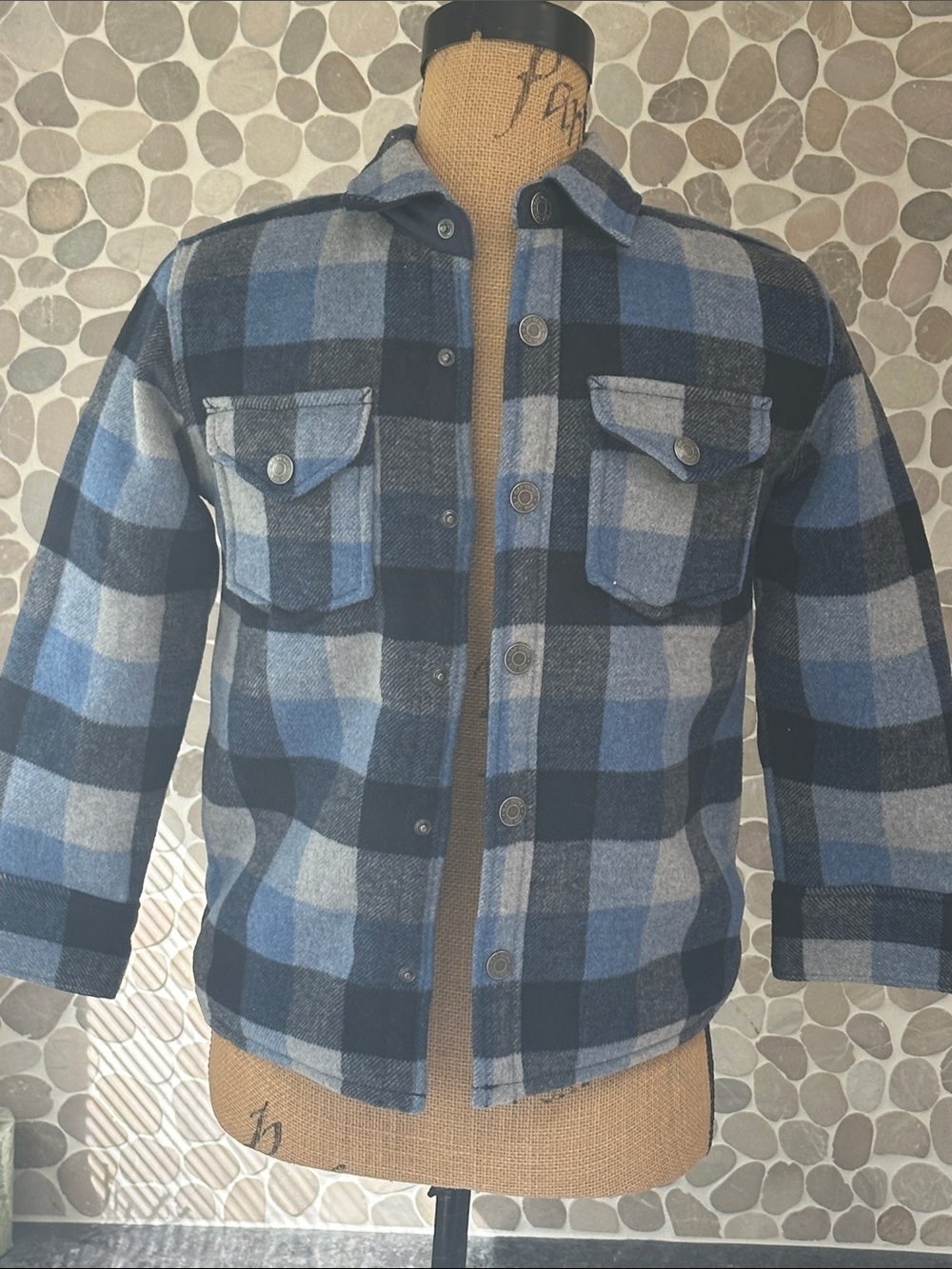 NWOT GAP Blue and Black Plaid Shirt Jacket